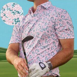 Rhoback Pink Floral Polo Shirt